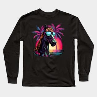 Retro Wave Appaloosa Horse Good Vibes Long Sleeve T-Shirt